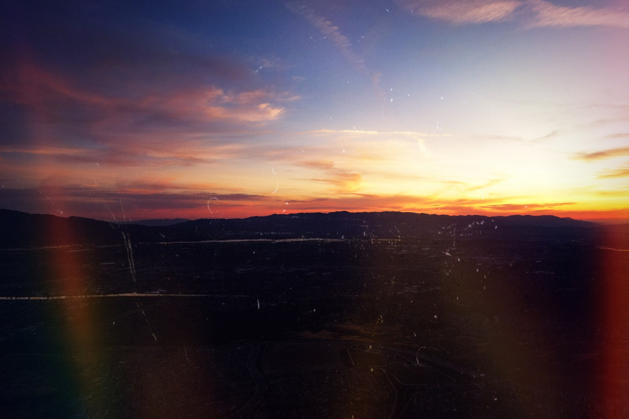 Cinematic aerial sunset over Skyline Ranch in Santa Clarita, California
