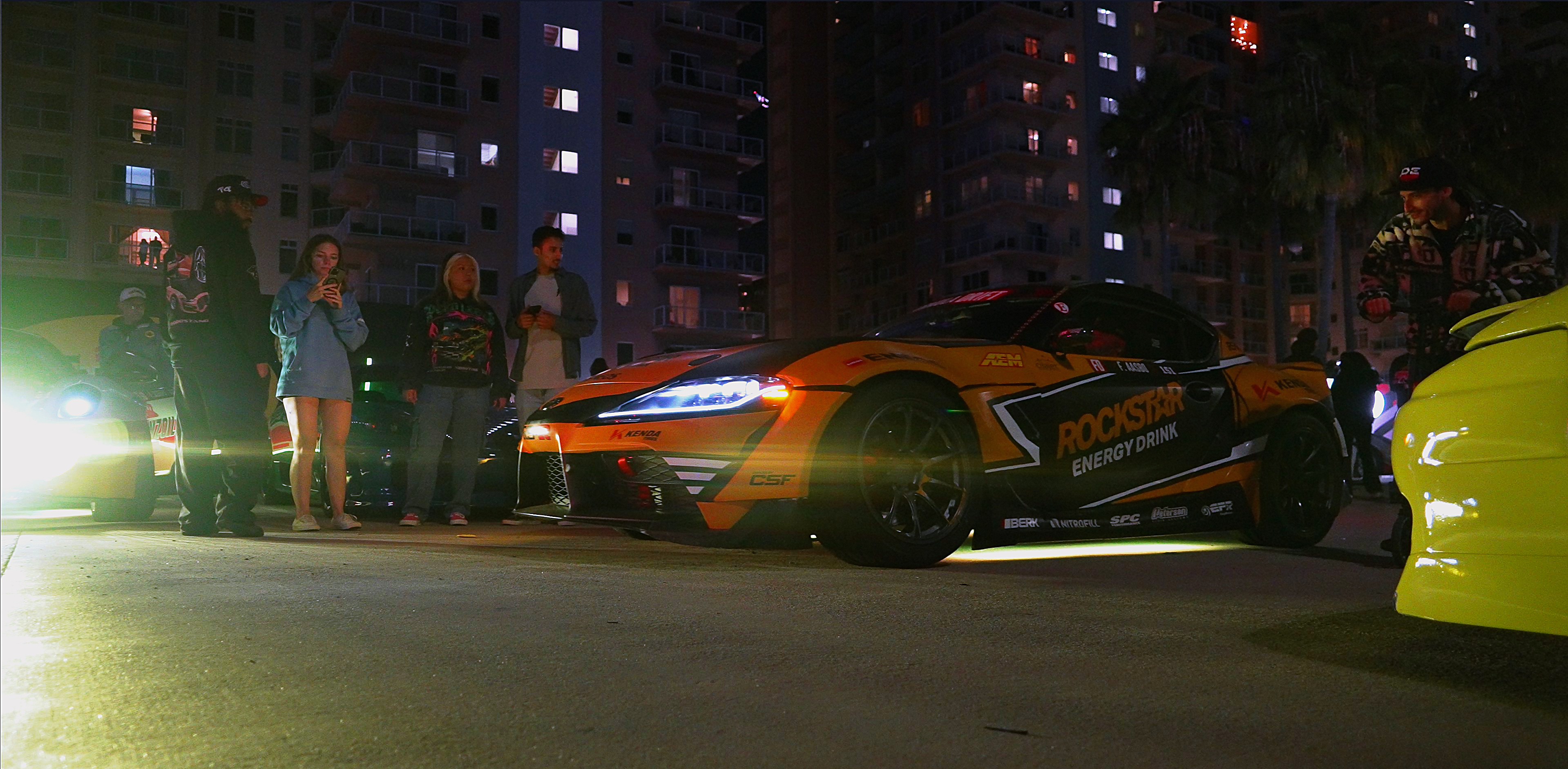 SKYSPECS Digital automotive night visual study featuring a Supra in cinematic low-light framing